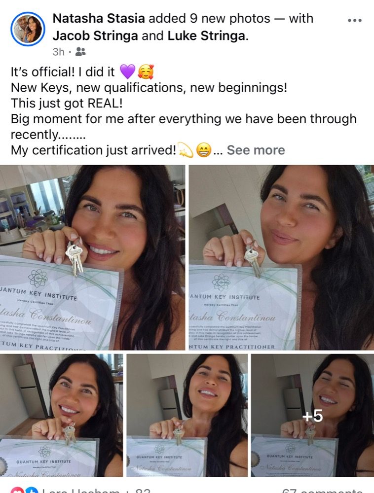 Natasha with her QKI certifications